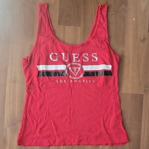 Guess Red Logo Tank Top